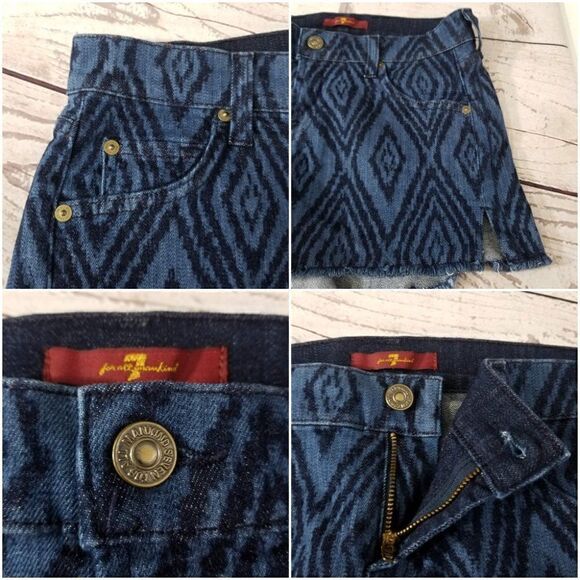 7 For All Mankind Womens Size 25 Low Rise Cutoff Side Slit Boho Denim Shorts - Picture 5 of 10